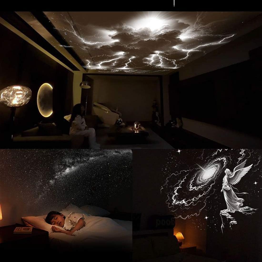 Galaxy Projector 2-in-1 Starry Sky Night Light, 360° Adjustable LED Milky Way Projector Lamp, USB Powered Portable Star Projector for Bedroom, Hallway & Ceiling Decor (1 Set,with 6 Films)