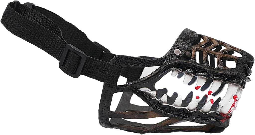 Scary Teeth Dog Muzzle for Halloween, Adjustable Basket Muzzle for Small, Medium and Large Dogs