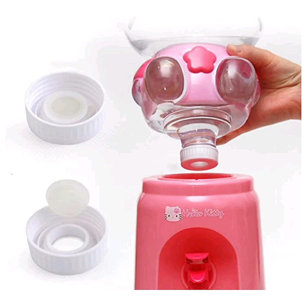 Cute Pink Cat Mini Water Dispenser, 2L Character Drink Dispenser with Push Lever & Removable Drip Tray for Kids, Bedroom, Dorm & Office