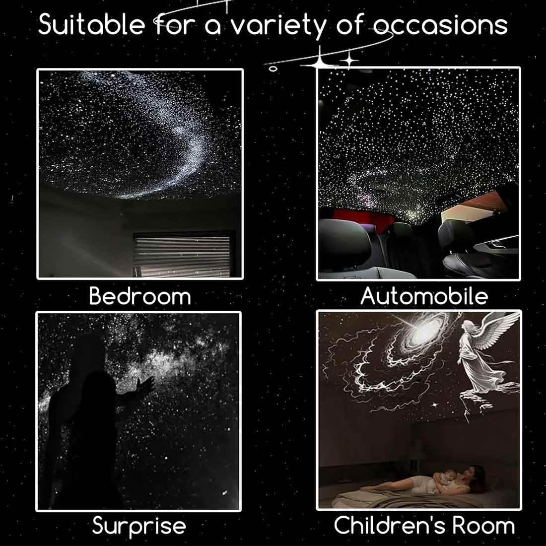 Galaxy Projector 2-in-1 Starry Sky Night Light, 360° Adjustable LED Milky Way Projector Lamp, USB Powered Portable Star Projector for Bedroom, Hallway & Ceiling Decor (1 Set,with 6 Films)