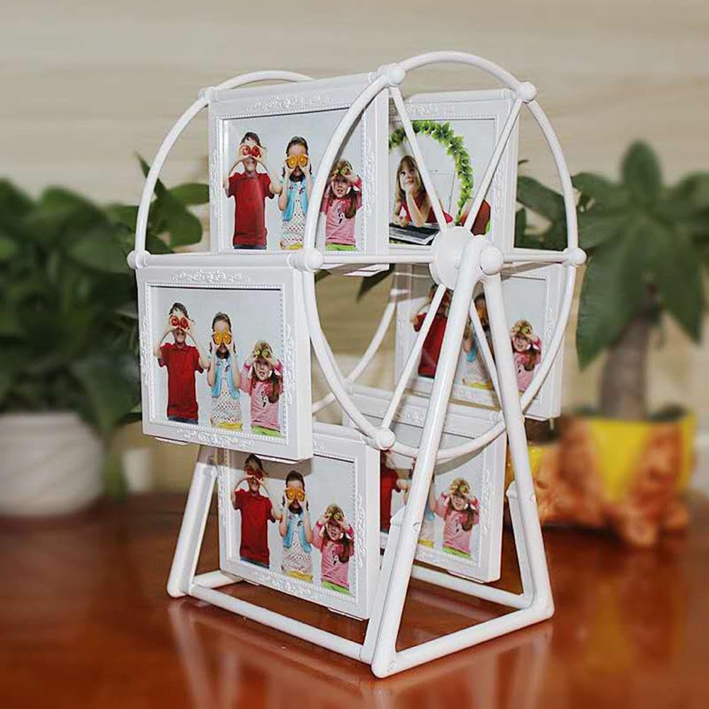 Personalized Rotatable Windmill Ferris Wheel Picture Frames, Vintage Photo Frame with 6 Photo, Desk Table Top Photo Frames for Home Décor  Birthday Gifts