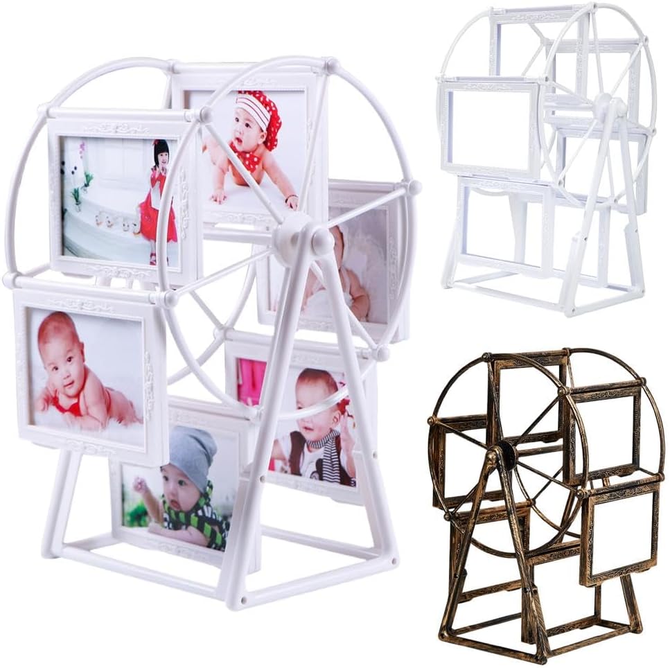 Personalized Rotatable Windmill Ferris Wheel Picture Frames, Vintage Photo Frame with 6 Photo, Desk Table Top Photo Frames for Home Décor  Birthday Gifts