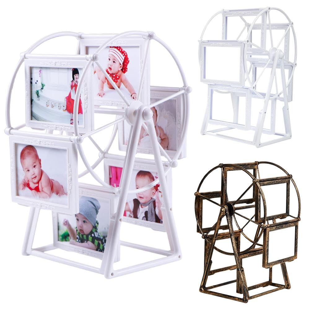 Personalized Rotatable Windmill Ferris Wheel Picture Frames, Vintage Photo Frame with 6 Photo, Desk Table Top Photo Frames for Home Décor  Birthday Gifts