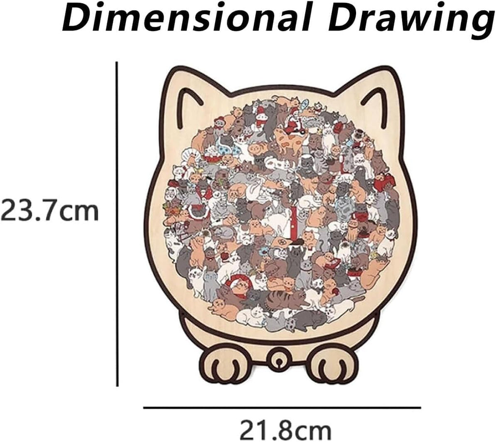 135-Piece Cat-Shaped Wooden Jigsaw Puzzle, Morandi Color Animal Puzzle for Adults, Creative Home Decor Gift
