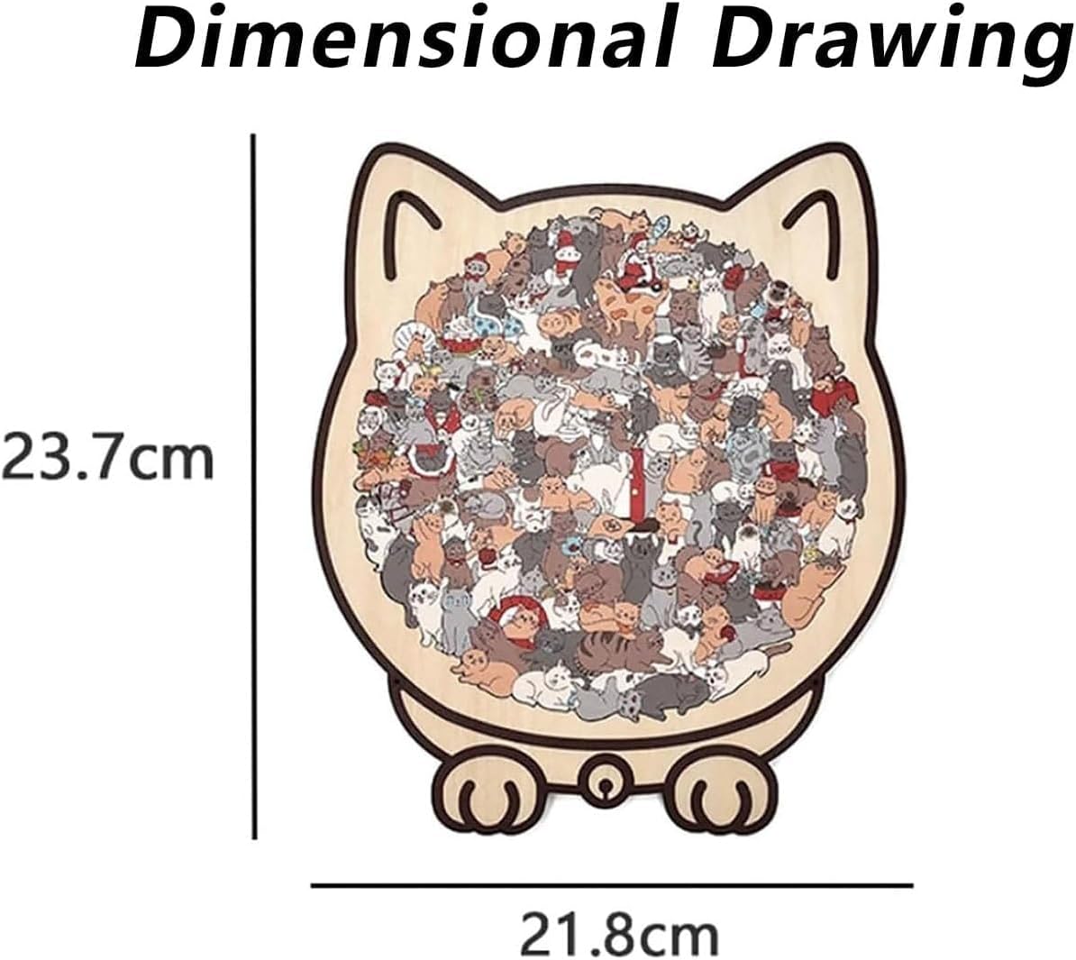 135-Piece Cat-Shaped Wooden Jigsaw Puzzle, Morandi Color Animal Puzzle for Adults, Creative Home Decor Gift