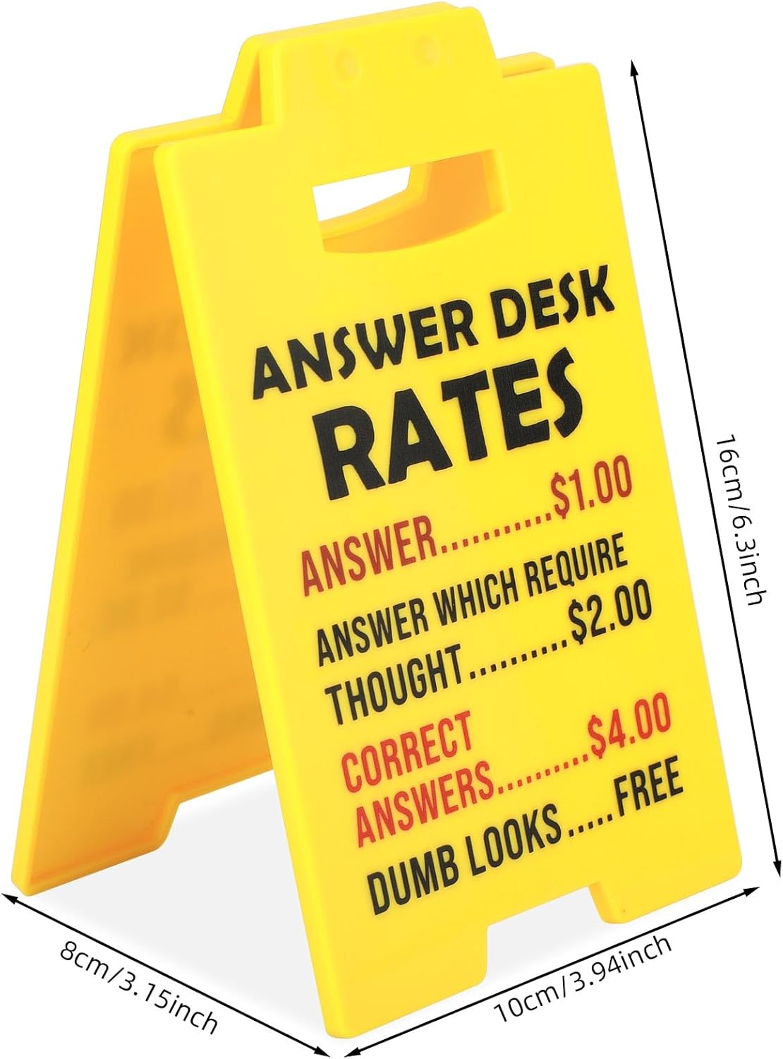 Answer Desk Rates Sign, 6.3x3.94x3.15 Inch Funny Team Office Gifts Funny Office Gag Sign for Coworker Employee Teammate Boss