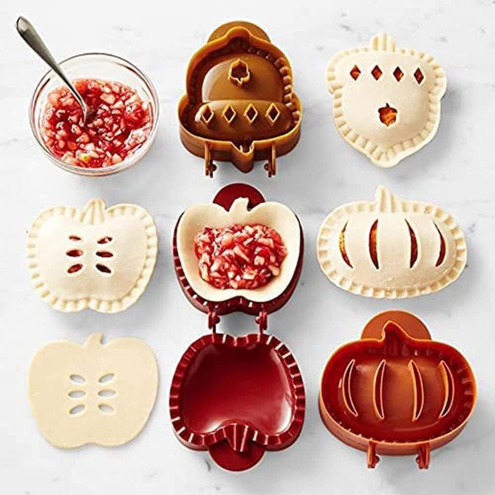 3-Piece Fall Hand Pie Mold Set – Apple, Acorn & Pumpkin Mini Pie Press for Hand Pies, Pierogi, Ravioli, Calzones & Empanadas