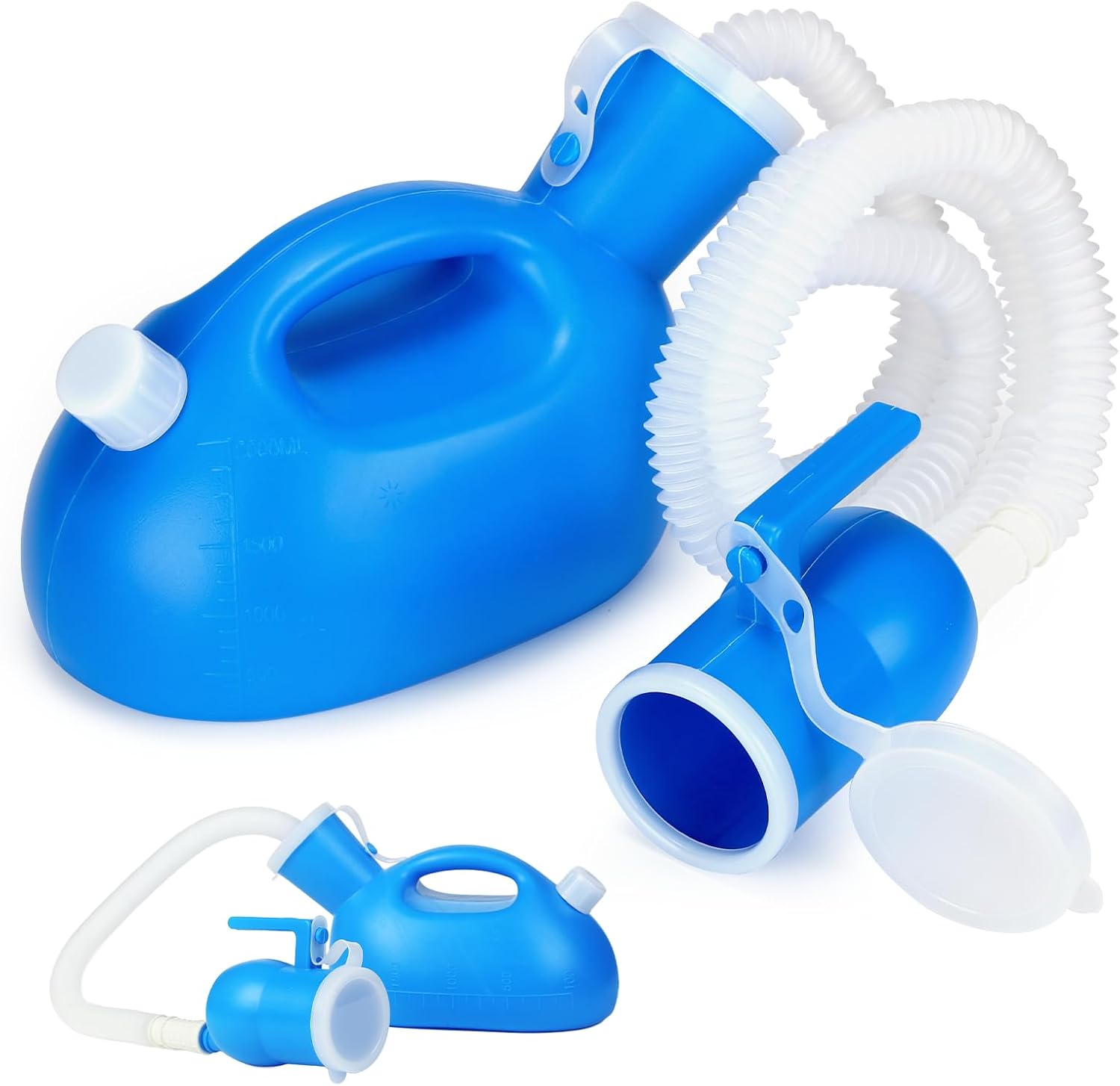 Urinals for Men - Male Urine Bottle Spill Proof Men Urinal Bottle w/Separate Urine Outlet Portable Pee Container 68 OZ for Hospital Home Camping Car Travel Leakproof 59" Shrinkable Hose