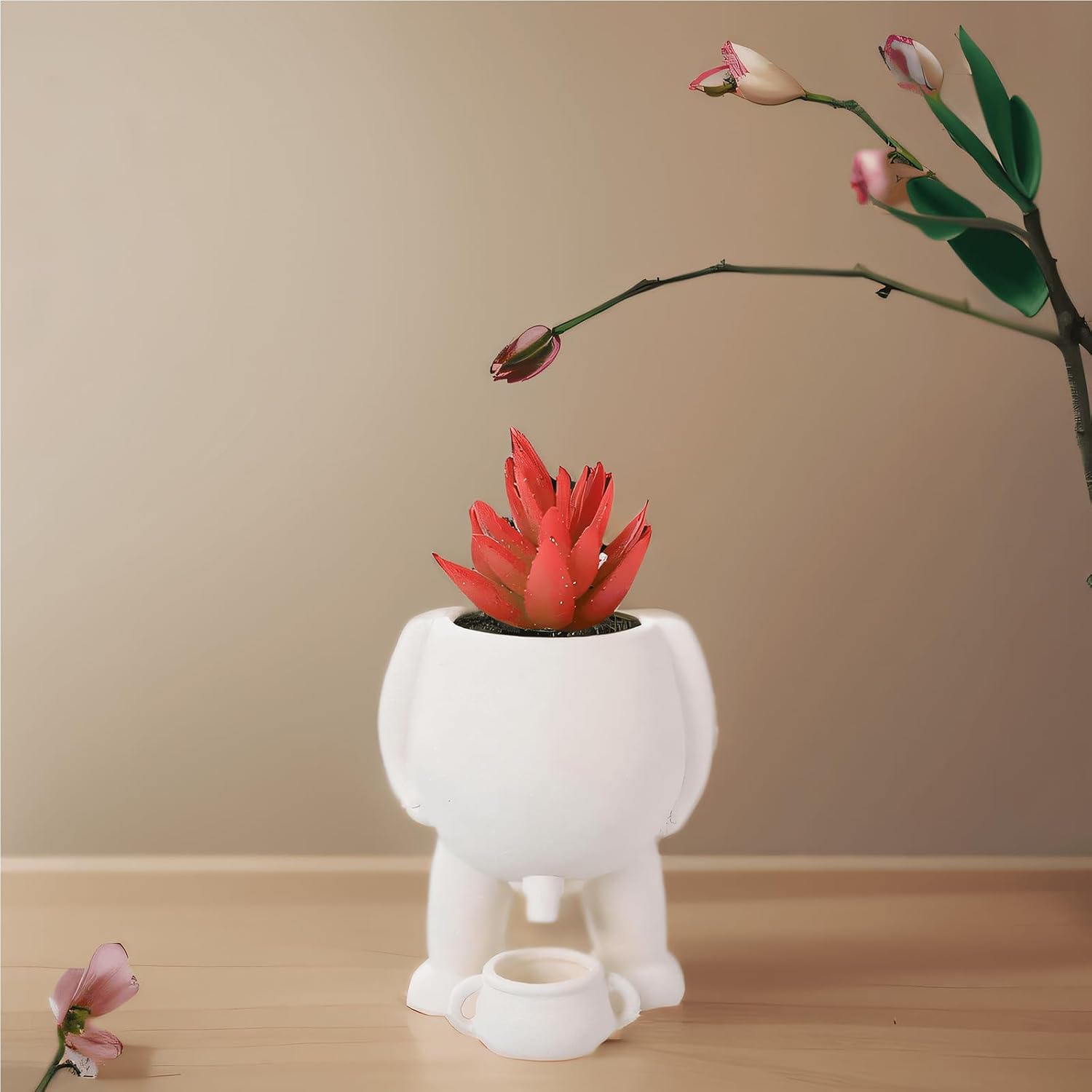 Funny Peeing Planter Pot with Drainage Hole, Cute Resin Succulent Cactus Planter, Quirky Small Flower Pot Vase for Home Office Garden Decor
