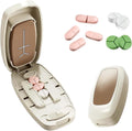 2026 Adjustable Pill Cutter with Storage Case, 1/2 1/3 1/4 Tablet Splitter with V-Shaped Centering Guide, Stainless Steel Blade, Portable Medication Organizer for Home, Office & Travel