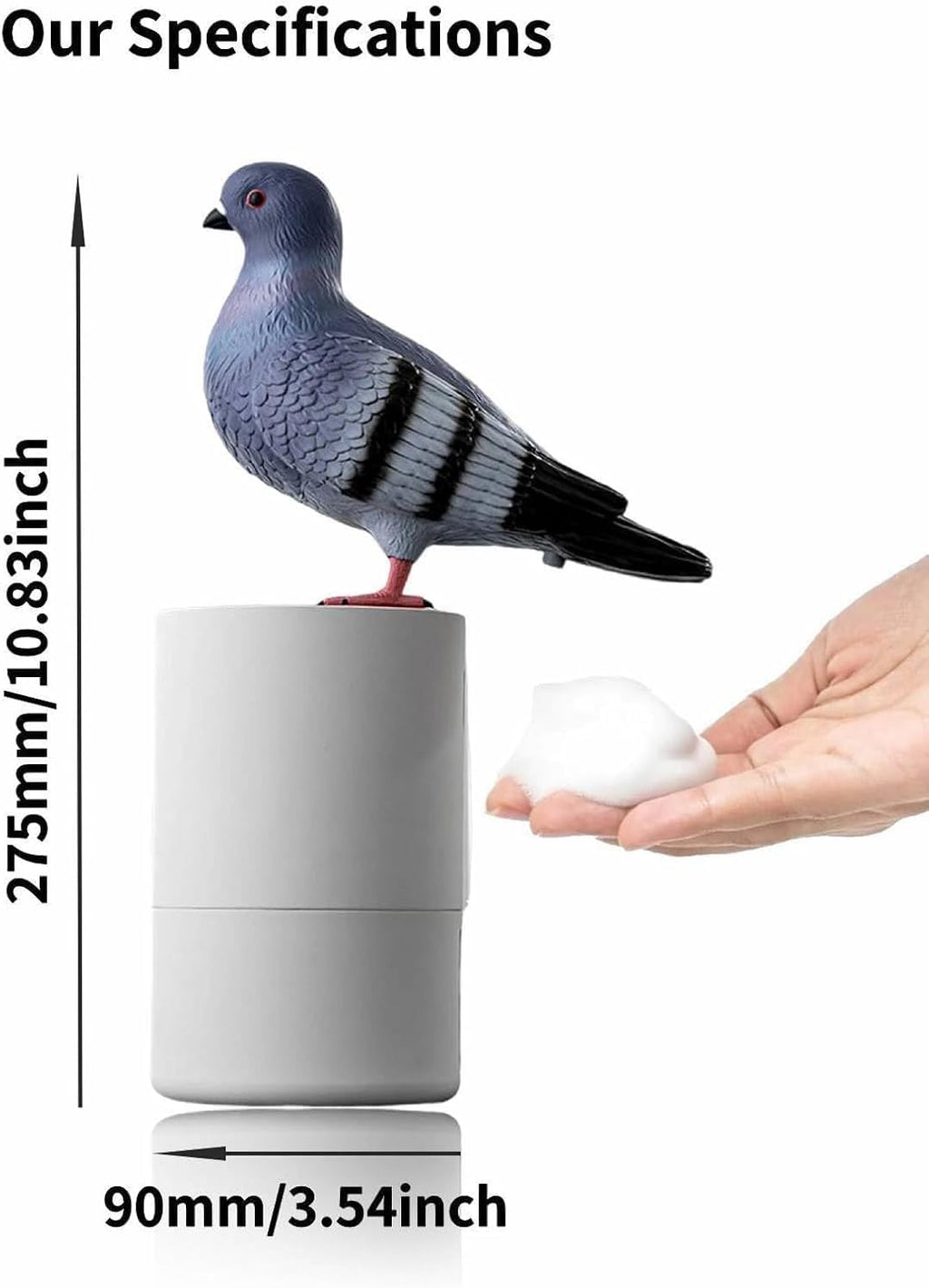 Fun Animal Series Foam Soap Dispenser-Shiba Inu,Pigeon,Shaped Foam Hand Washer,Automatic Soap Dispenser for Bathroom & Kitchen, Hilarious Gift for Kids, Adults (Peace Dove Series )