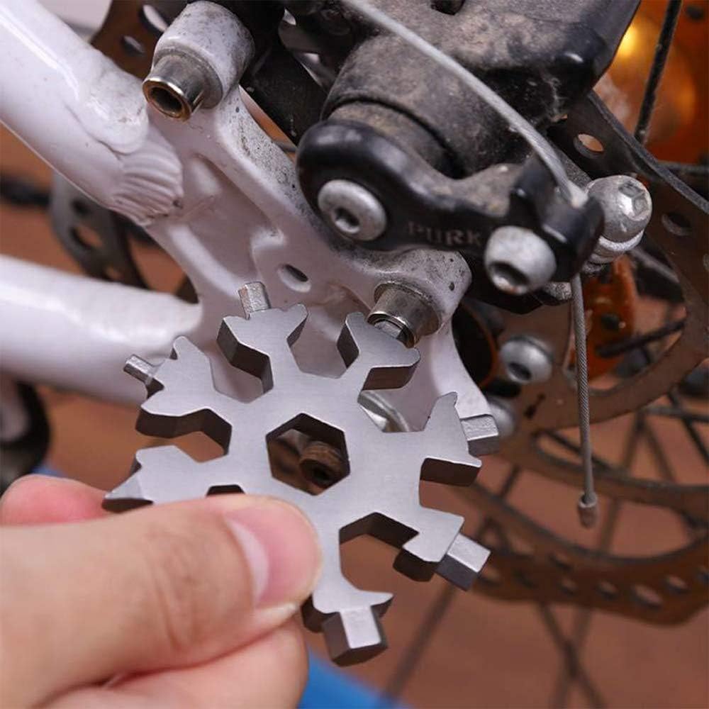Snowflake Multi-Tool - 19-in-1 Stainless Steel Snowflake Tool with Keychain, Screwdriver, Bottle Opener, Compact and Portable for Outdoor Adventure and Daily Use