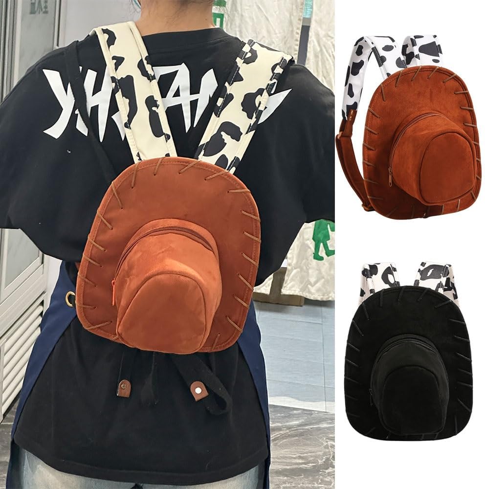 Cowboy Hat Backpack, Western Cosplay Costume Bag with Adjustable Shoulder Straps, Novelty Birthday Gift