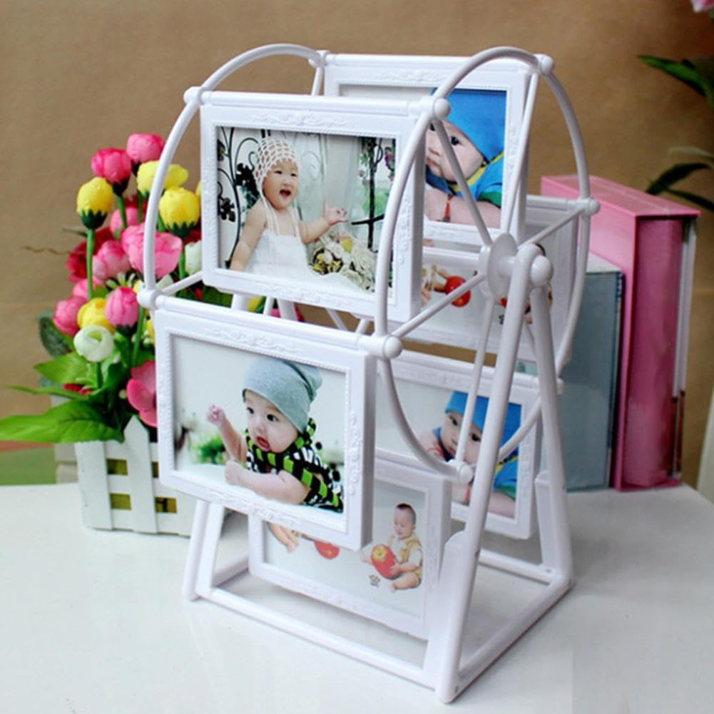 Personalized Rotatable Windmill Ferris Wheel Picture Frames, Vintage Photo Frame with 6 Photo, Desk Table Top Photo Frames for Home Décor  Birthday Gifts