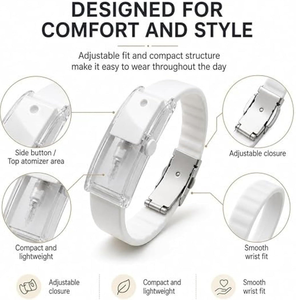 Refillable Fragrance Atomizer Bracelet, Wearable Perfume Dispenser Wristband with Adjustable Closure, Portable Scent Bracelet for Travel, Work & Daily Use
