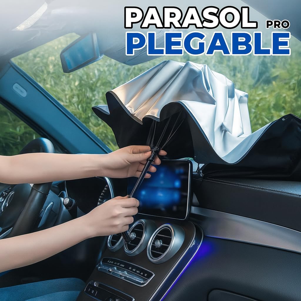 Car Front Sun Umbrella, Folding Front Car Sun Umbrella, Interior Sunshade, Car Sunscreen, Design V in Rearview