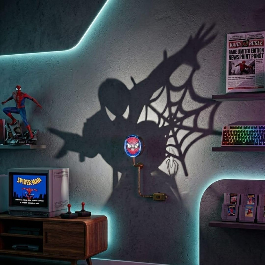 OLYRA Superhero Shadow Lamp for Bedroom Wall | 3D Night Lamp for Kids Room | LED Superhero Shadow Light for Wall Decor | USB Powered Shadow Projection Lamp | Birthday Gift for Boys