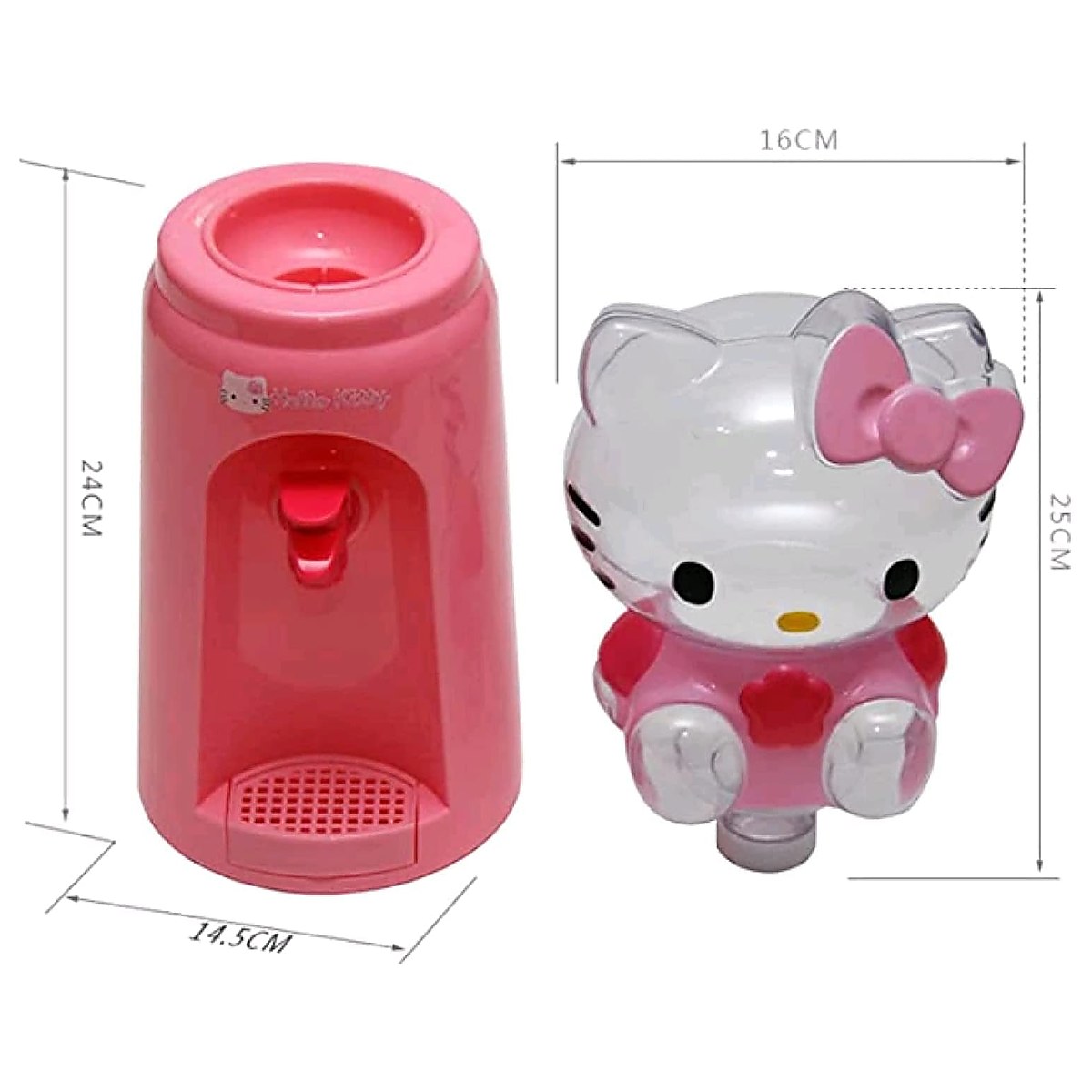 Cute Pink Cat Mini Water Dispenser, 2L Character Drink Dispenser with Push Lever & Removable Drip Tray for Kids, Bedroom, Dorm & Office