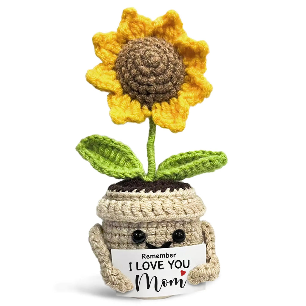 "I Love You Mom" Handmade Crochet Sunflower Gift