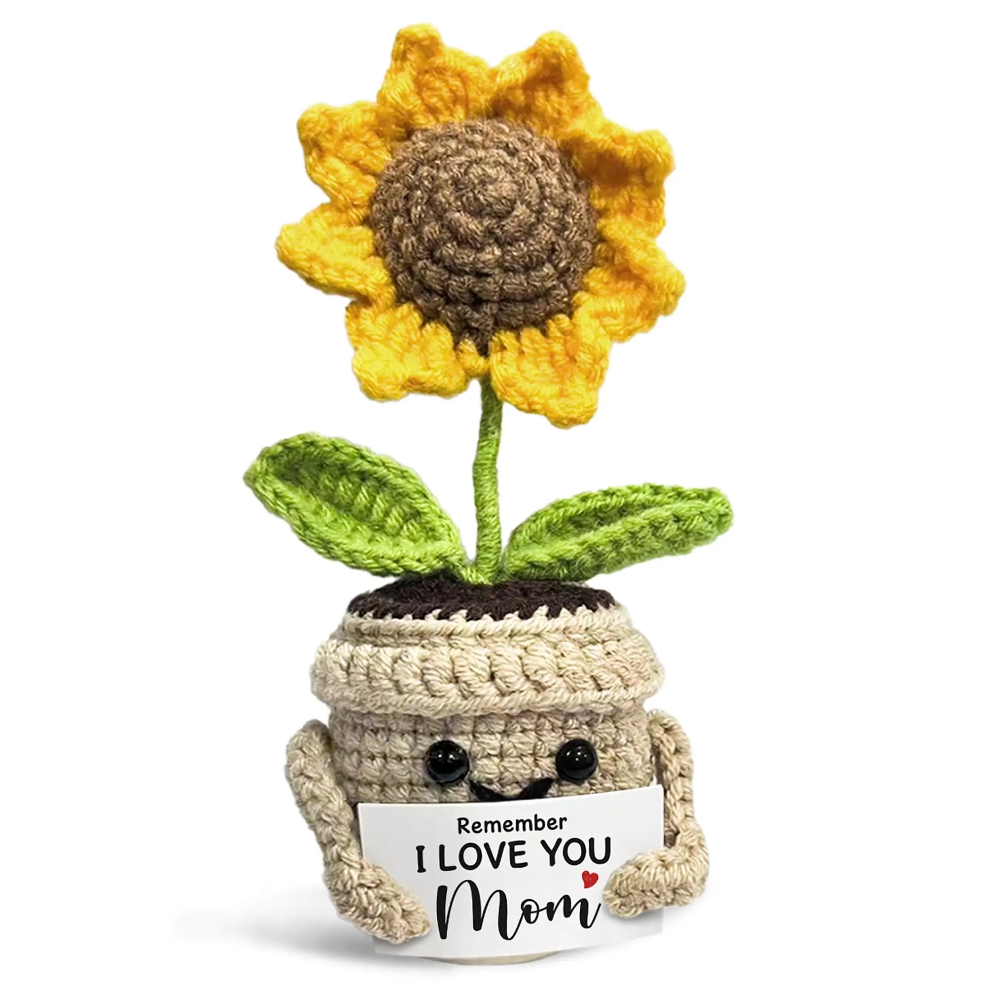 "I Love You Mom" Handmade Crochet Sunflower Gift