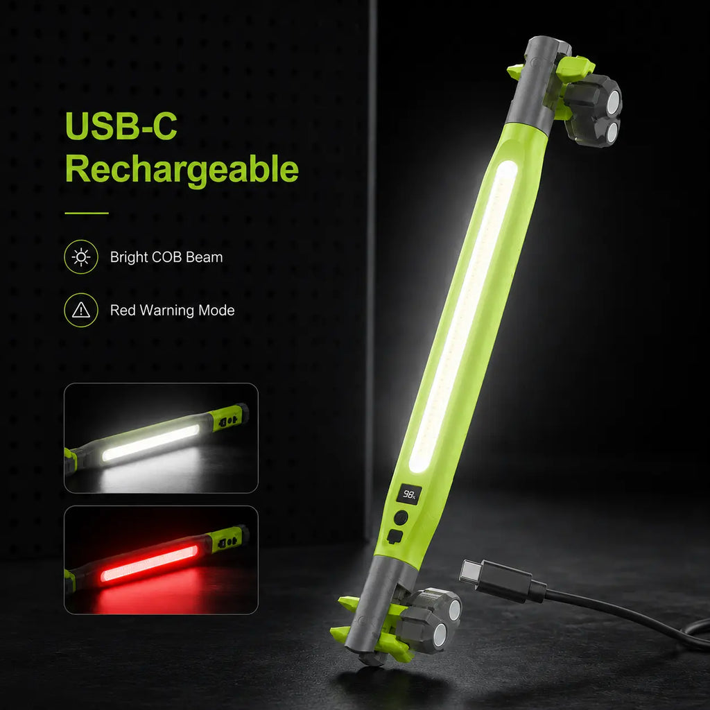 Rechargeable COB Work Light, USB-C Magnetic LED Inspection Light with Hook & Clamp, 360° Rotating Portable Mechanic Light for Car Repair, Emergency, Camping, Father’s Day Gifts for Men & Dad