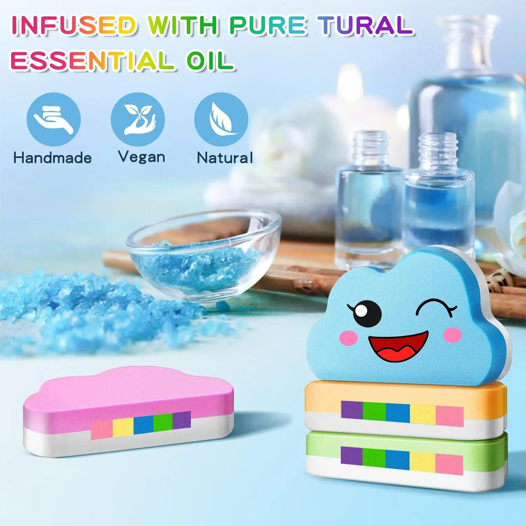 Rainbow Bath Bombs for Kids, Handmade 4 Pcs Kid Bath Bombs Gift Set