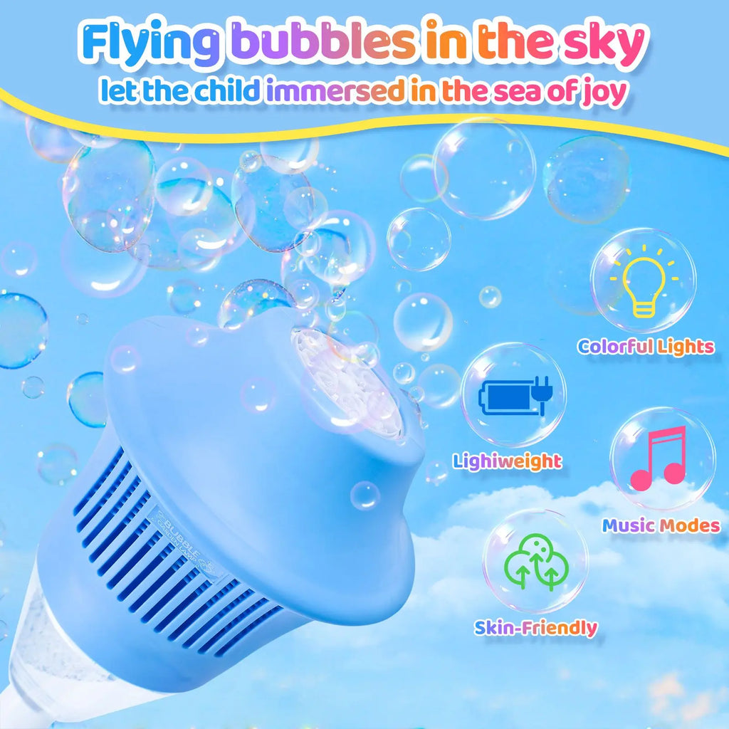 Automatic Handheld Bubble Machine for Kids, Bubble Maker Spring Summer Toys with Lights