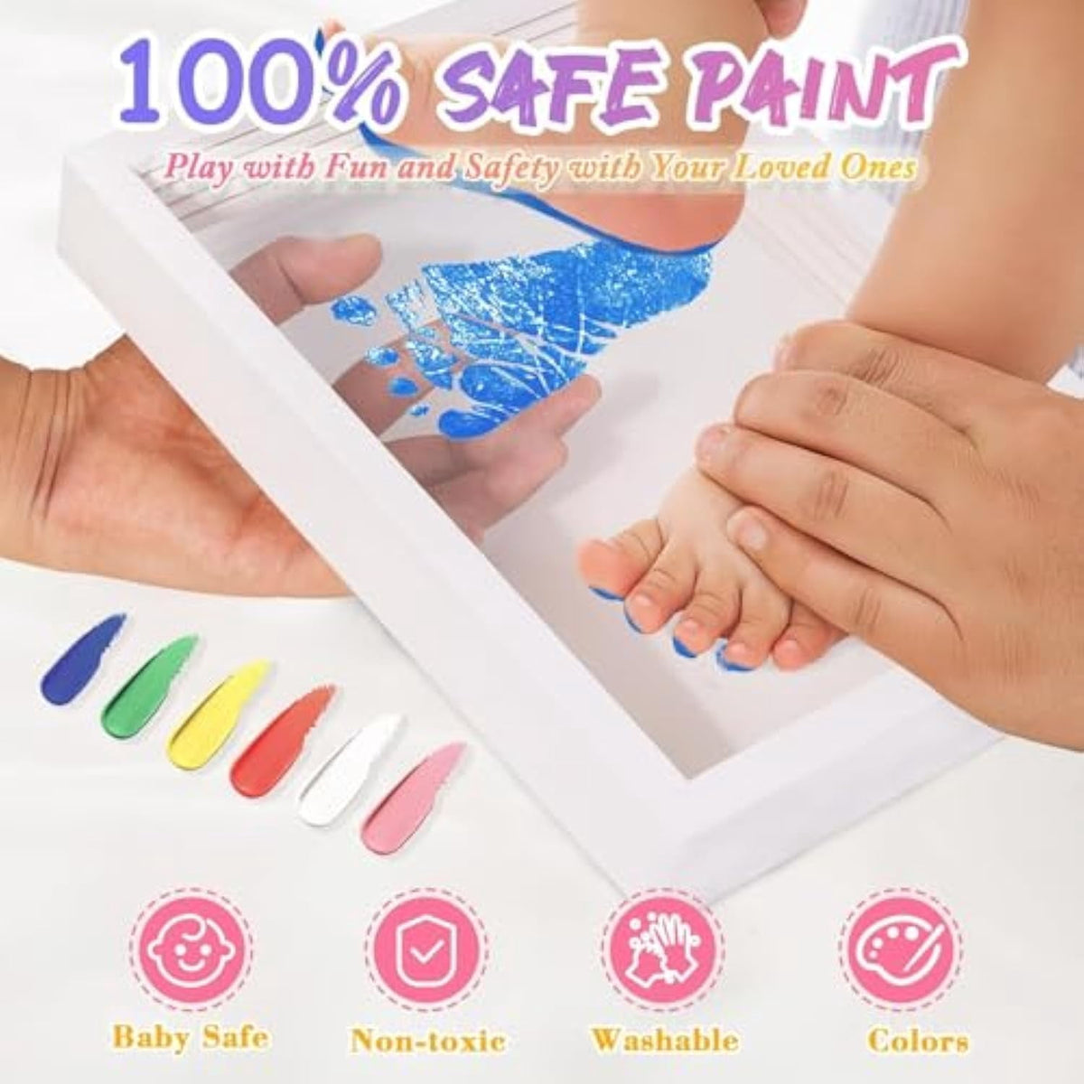 Layered Family Handprint Keepsake Kit for Families & Pets with 4 Acrylic Panels & Shadow Box Frame