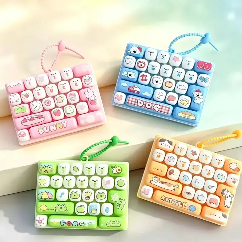 26-Key Mini Keyboard Keychain, Cute Pressable Fidget Toy with Portable Loop, Sensory Finger Toy & Backpack Accessory for Teens, Adults, Gifts & Travel