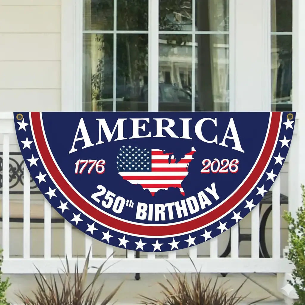 America 250th Birthday Semicircular Flag Banner 1776–2026 Patriotic Bunting