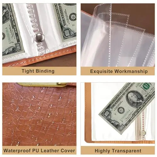 100-Pocket Banknote Collection Album with Combination Lock, Currency Binder with Clear Sleeves