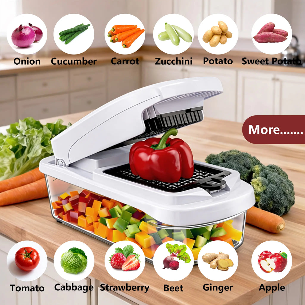 Snofrid Vegetable Chopper,15-in-1 Multifunctional Food Chopper,Professional Onion Chopper with 8 Blades