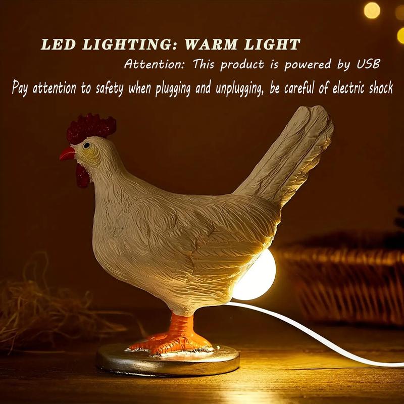 Chicken Design Desktop Decorative Light, 1 Count Cute Resin Animal Design Desktop Decorative Light, Creative Desktop Light for Home Office Decor