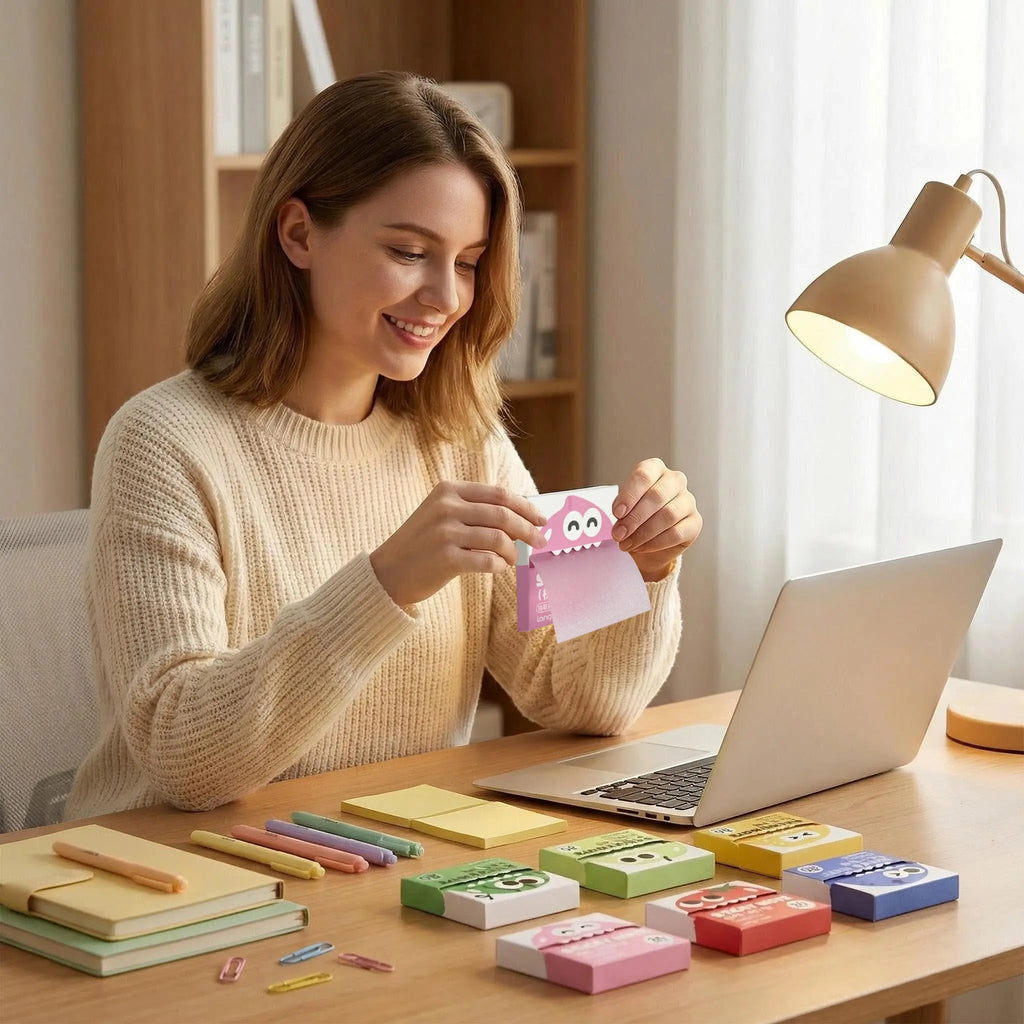 12 Boxes of Transparent Pull-Out Sticky Notes (960 Sheets Total) - Office Stationery, Work Accessories with Strong Adhesion, No Residue, 50 Reuses Per Sheet