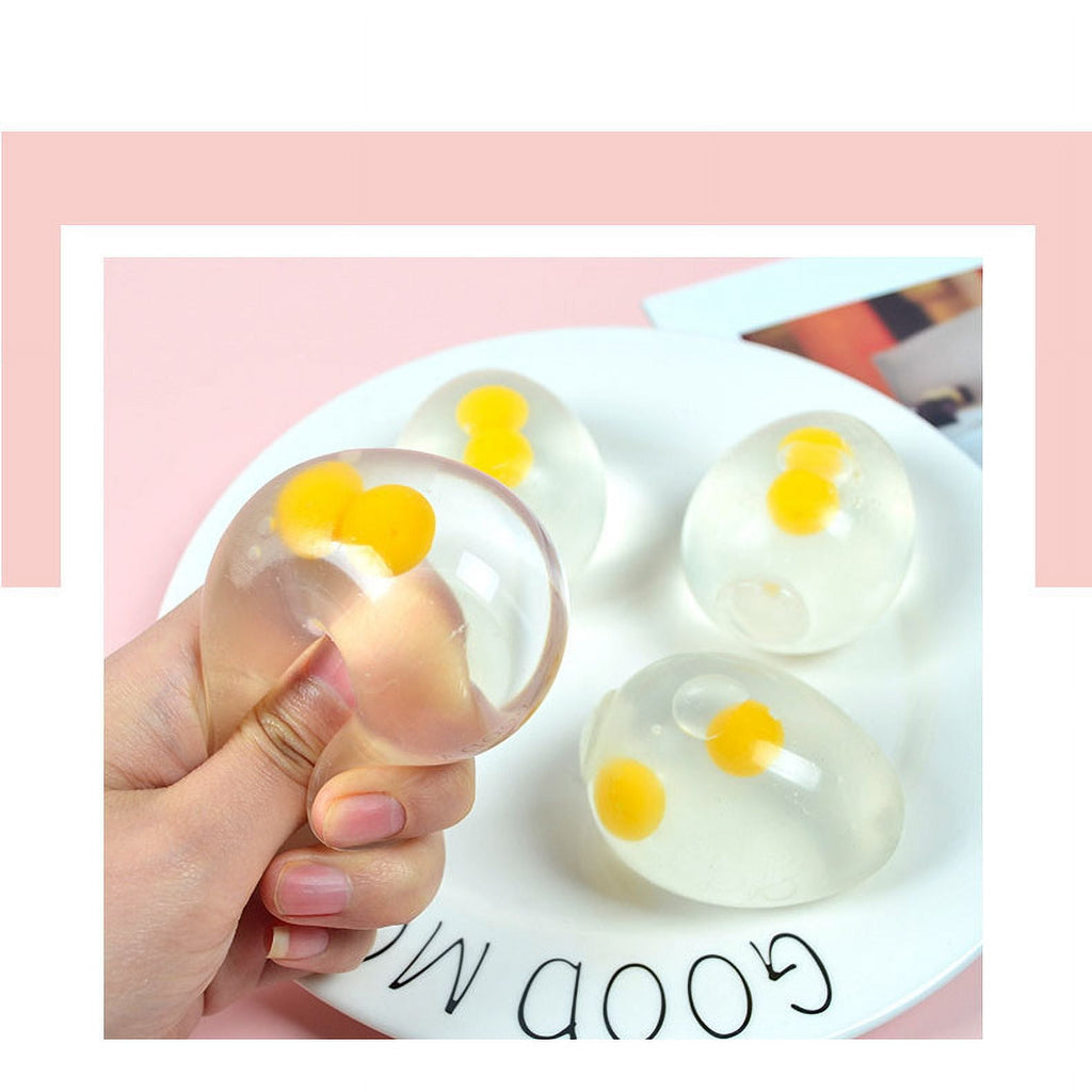 3 Pack Double Yolk Egg Squishy Stress Relief Toys, Transparent Food Shaped Fidget Toys, Slow Rebound Egg Squeeze Toys for Anxiety Relief, Desk Toys, Sensory Play Gifts