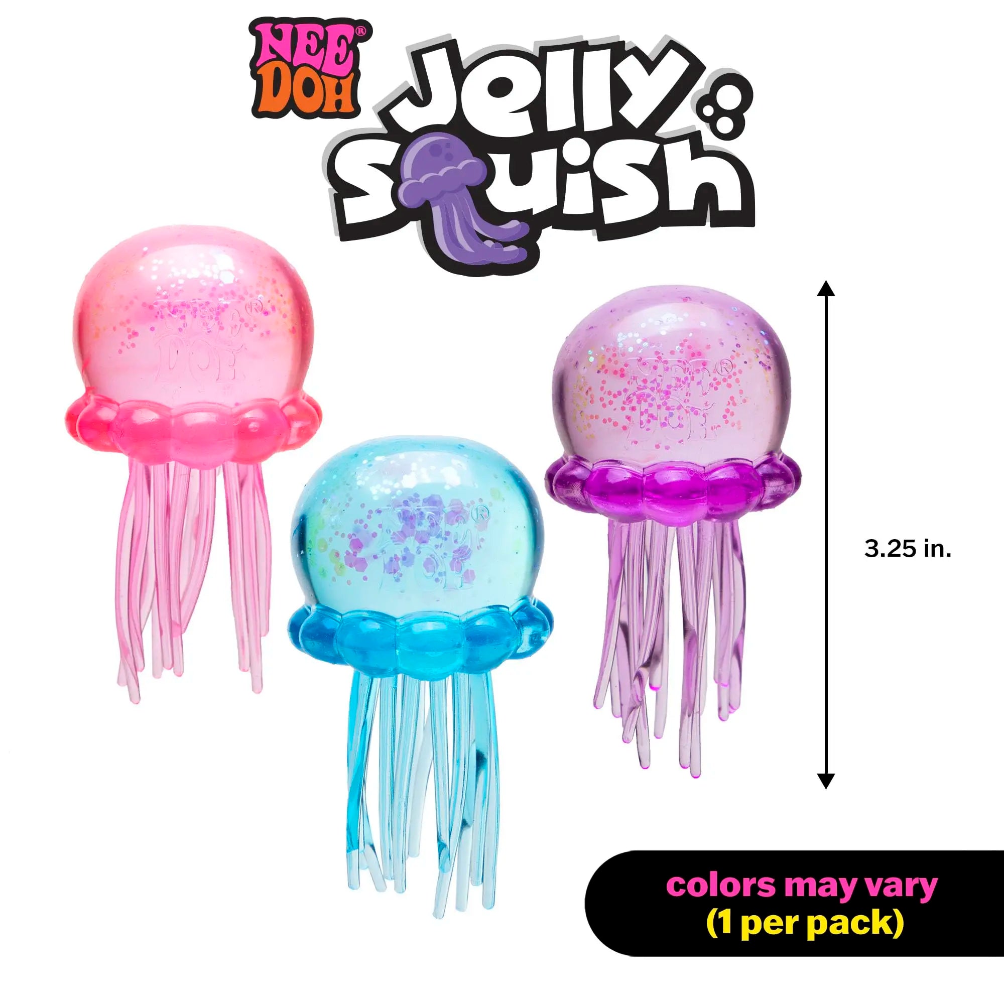 Needoh Schylling Jelly Squish - Soft Gel Filled Sensory Squeeze Toy, Stretchy Elastic Squishy Stress Relief Ball, Calming Anxiety Reducing Hand Fidget, Cute Relaxing Jelly Texture, Fun Portable Handheld Squeeze Toy Gift for All Ages