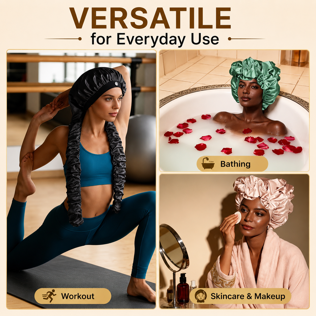 Extra Long Sleep Bonnet for Long Hair, Adjustable Satin Hair Bonnet for Braids, Dreadlocks, Curls & Natural Hair