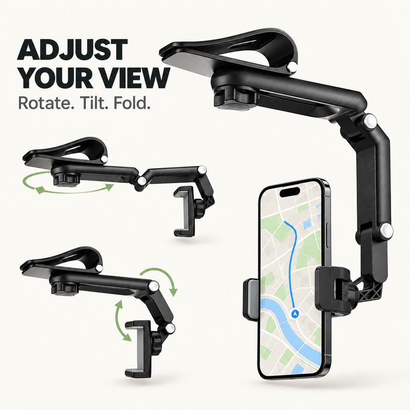 Foldable Car Sun Visor Phone Holder – 360° Adjustable Mount