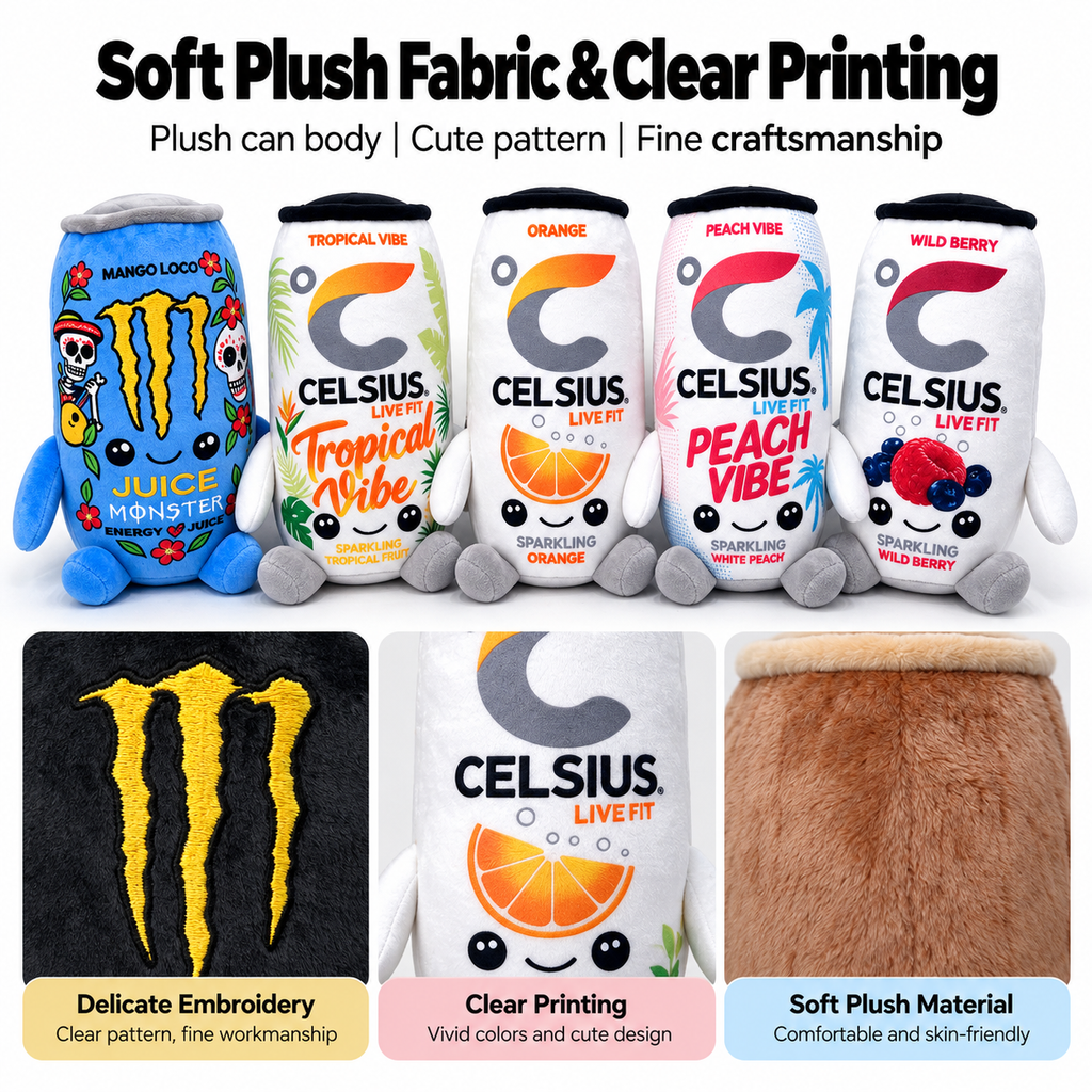 Cute Energy Drink Can Plush Toy – 8.7" Novelty Plushie