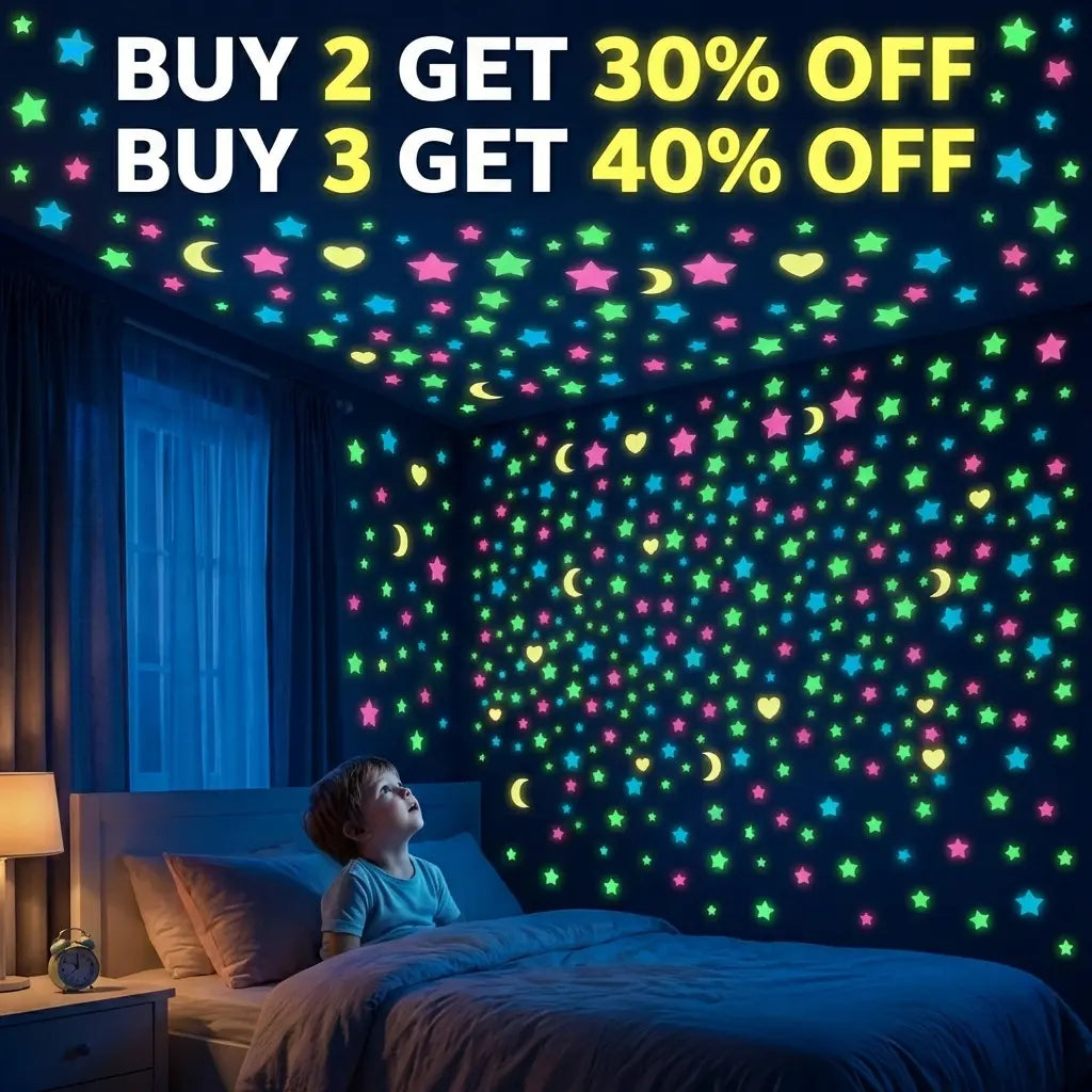 100-300pcs Glow in the Dark Stars - Luminous Ceiling & Wall Stickers for Kids Room