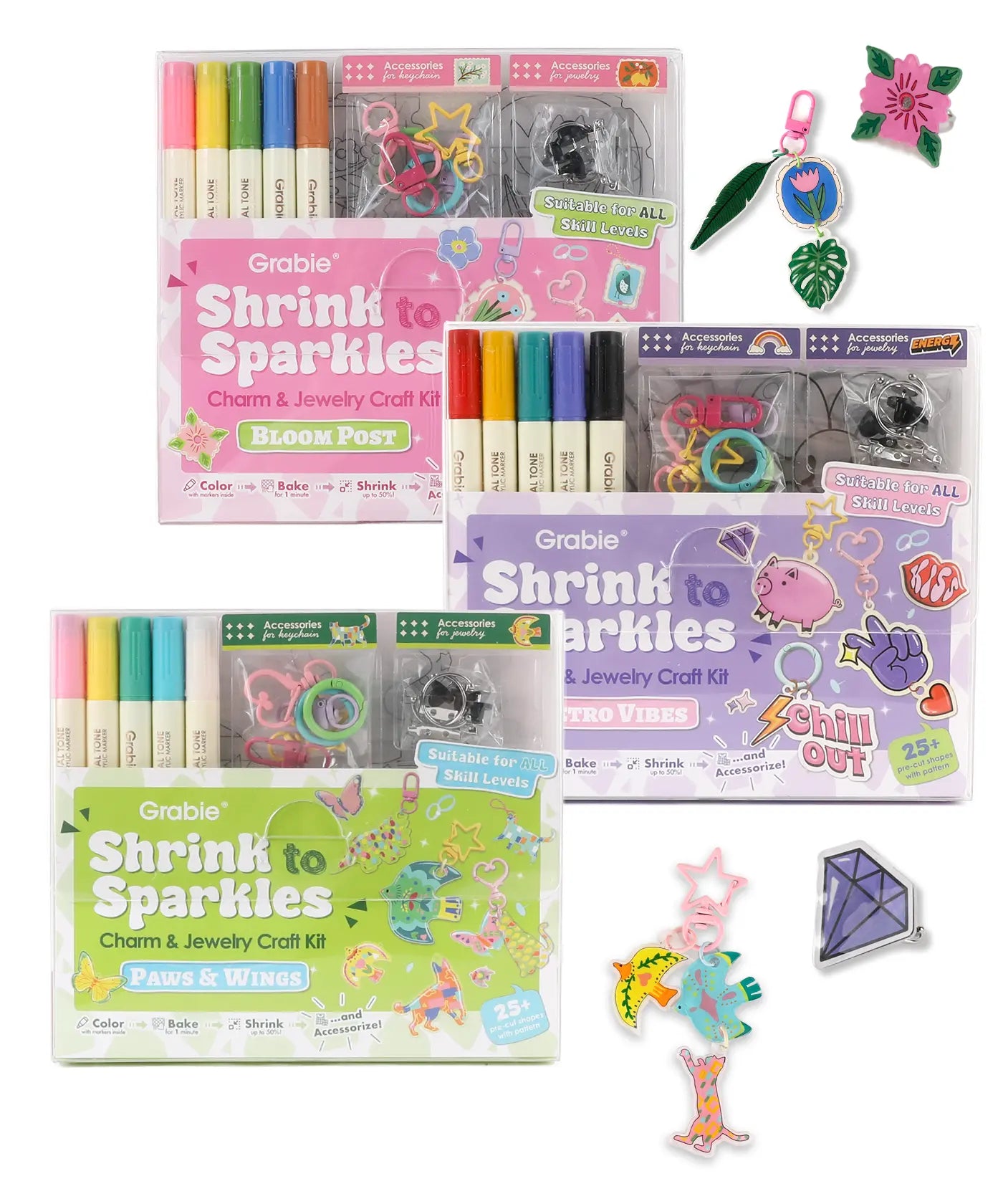Grabie Shrink to Sparkles Craft Kit, Shrinky Dinks, Retro Style, Vintage Style