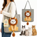 Lion-Shaped Pet Carrier Tote Bag, Head-Out Canvas Shoulder Bag for Cats & Small Dogs