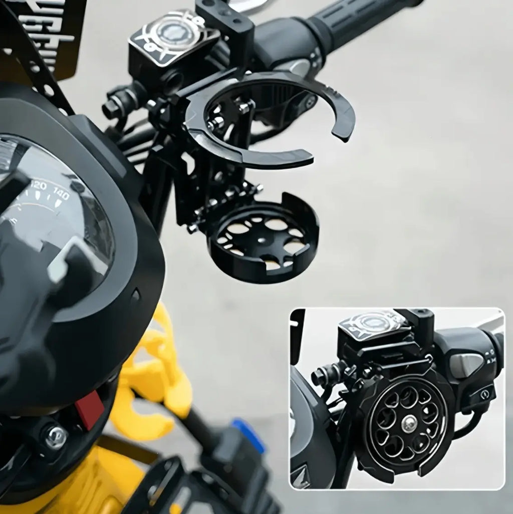 360° Rotating Foldable Bike & Motorcycle Cup Holder, Adjustable Bottle Cage with Quick-Fold Design for Bicycle, Scooter, Stroller & Outdoor Riding