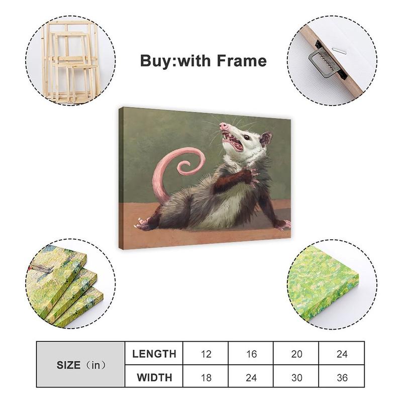 Opossum Funny Poster Canvas Wall Art, Animals Decor, Quirky Wall Decor, Opossum Humor Artwork for Animal Lovers, Funny Gift Idea for Home