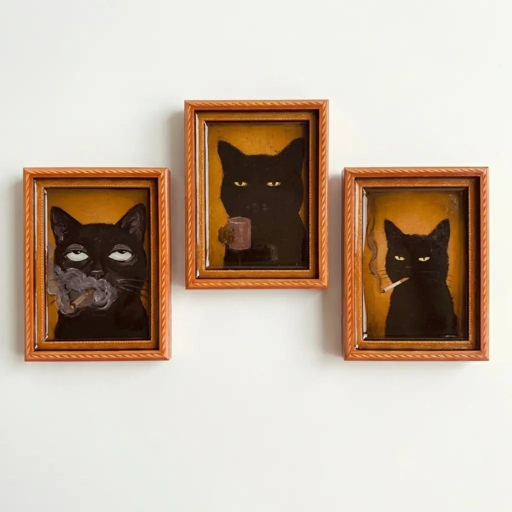 Funny Vintage Art Frame Fridge Magnets - Quirky Animal Portraits for Home & Office