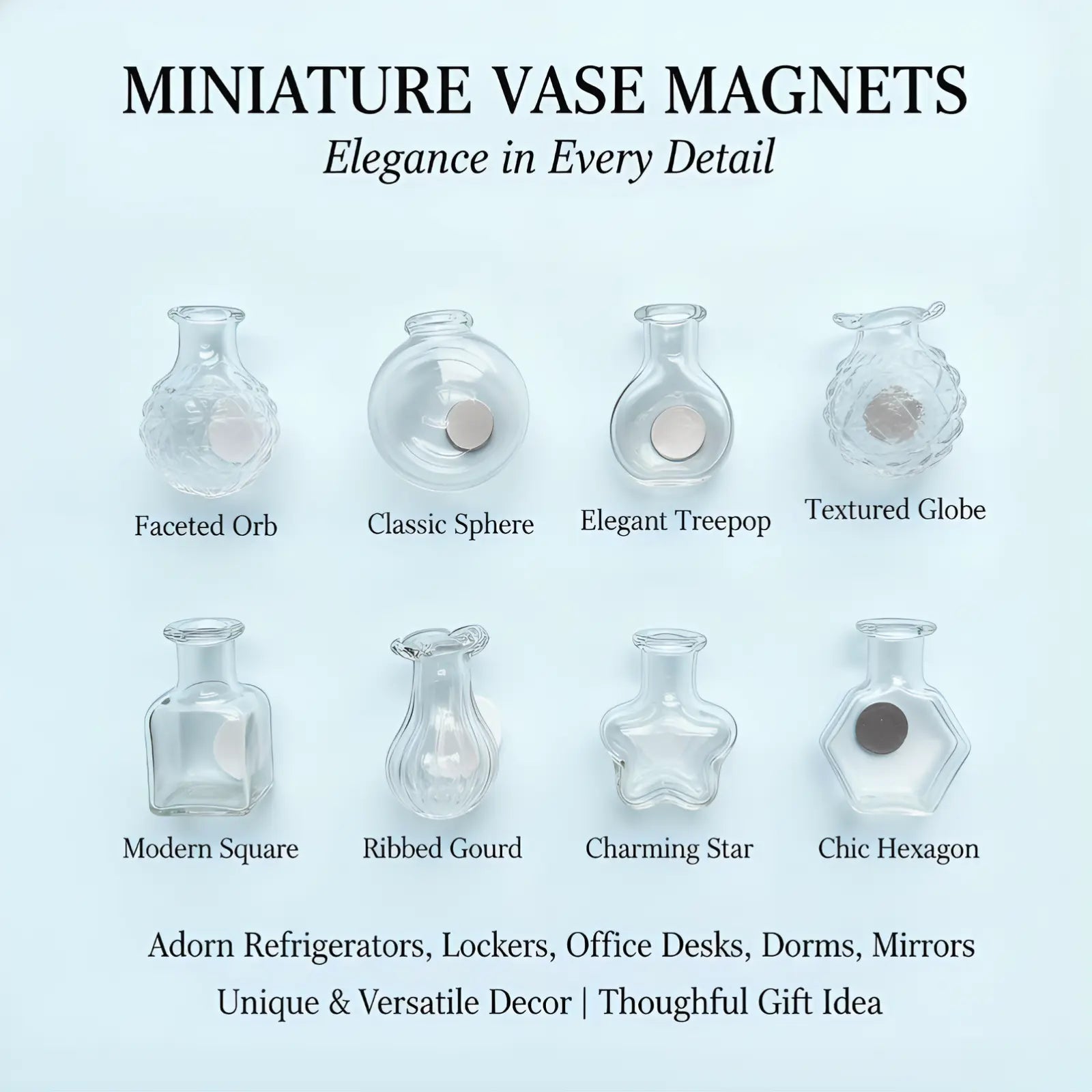 Jingdezhen Handmade Mini Vase Fridge Magnets (8-Set)