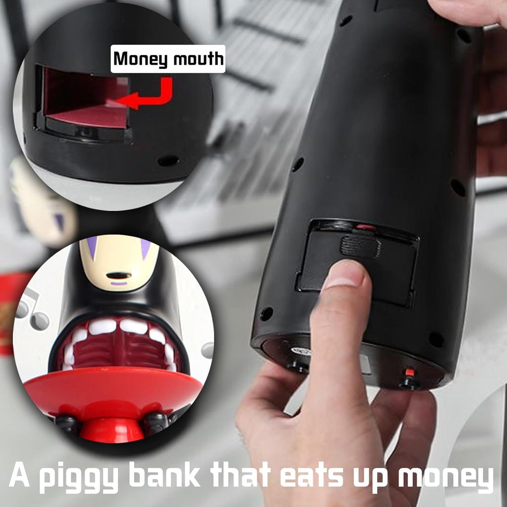 Anime Kawaii Coins Money Box, Piggy Bank, Automatic Swallow Coins, Black, Children, Unisex