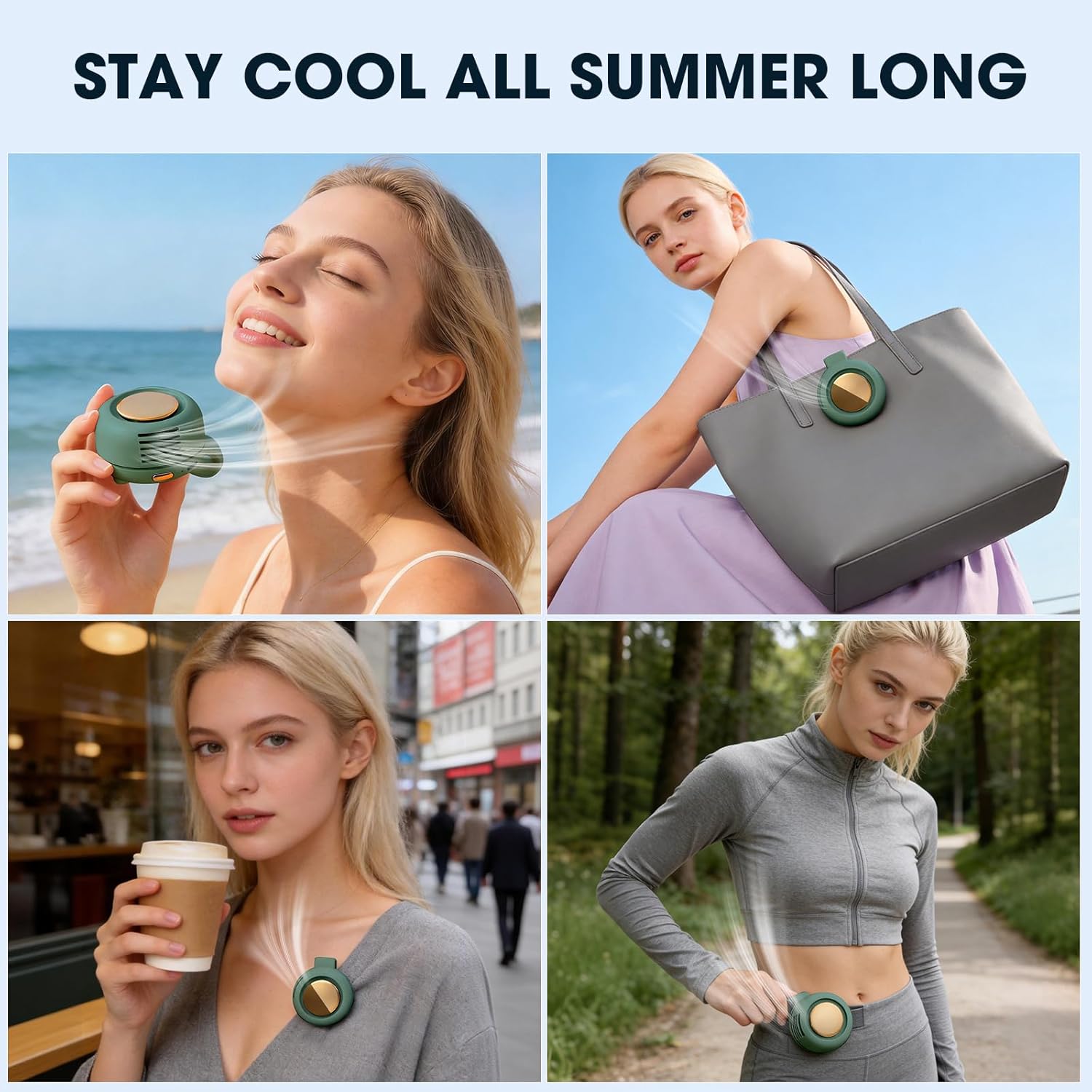 Portable Silent Mini Bladeless Fan Clip On,3 Speeds Clip-On Fans For Shirt,Small Clips Fanmini Whirlwind Fans For Waist Clips Suitable For Outdoor & Travel & Office (Green)