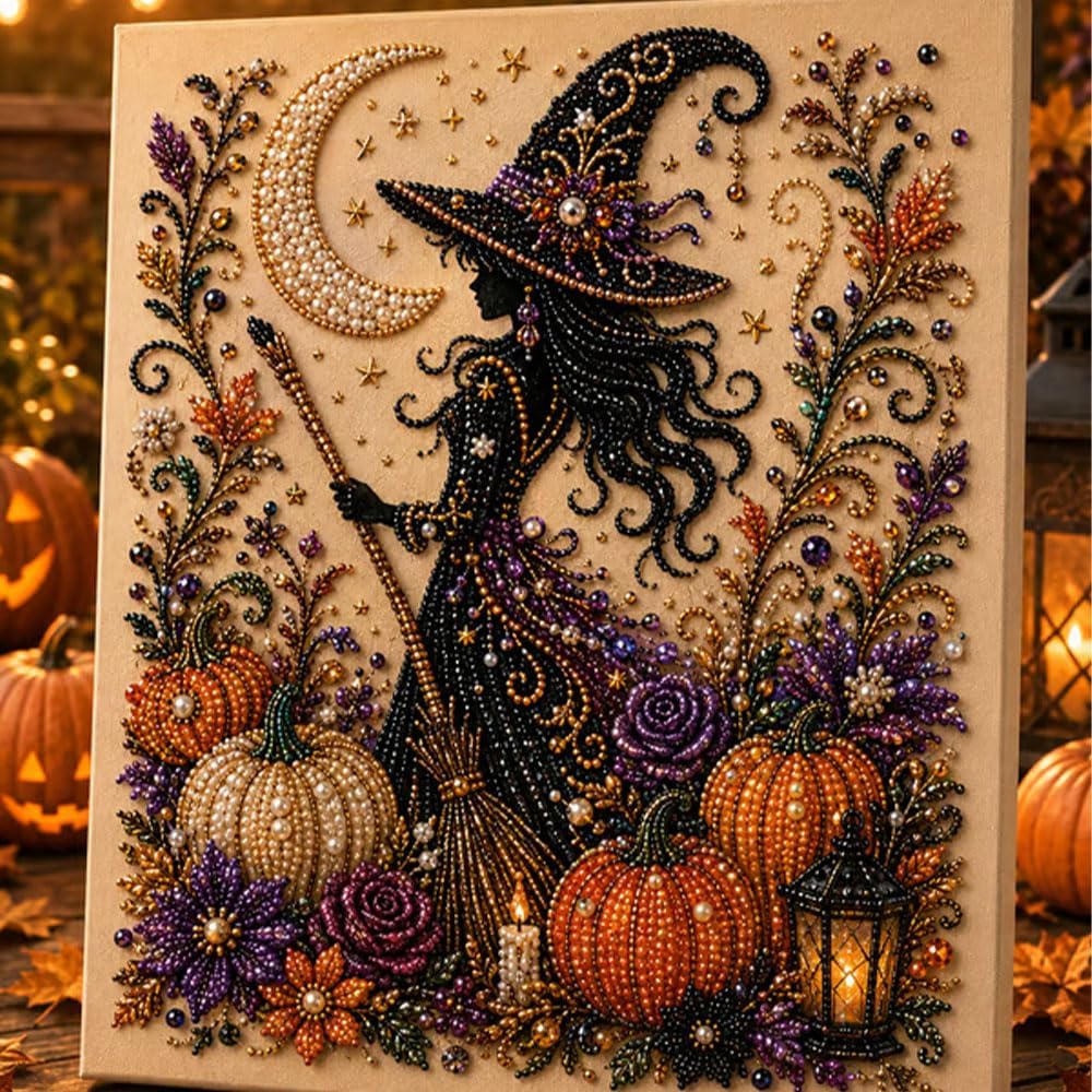 Halloween Ghost Pearl Art DIY Kit, Spooky Cute 3D Diamond Painting Crafts for Adults, DIY Fall Home Decor Wall Art, Beginner DIY Seasonal Party Gift