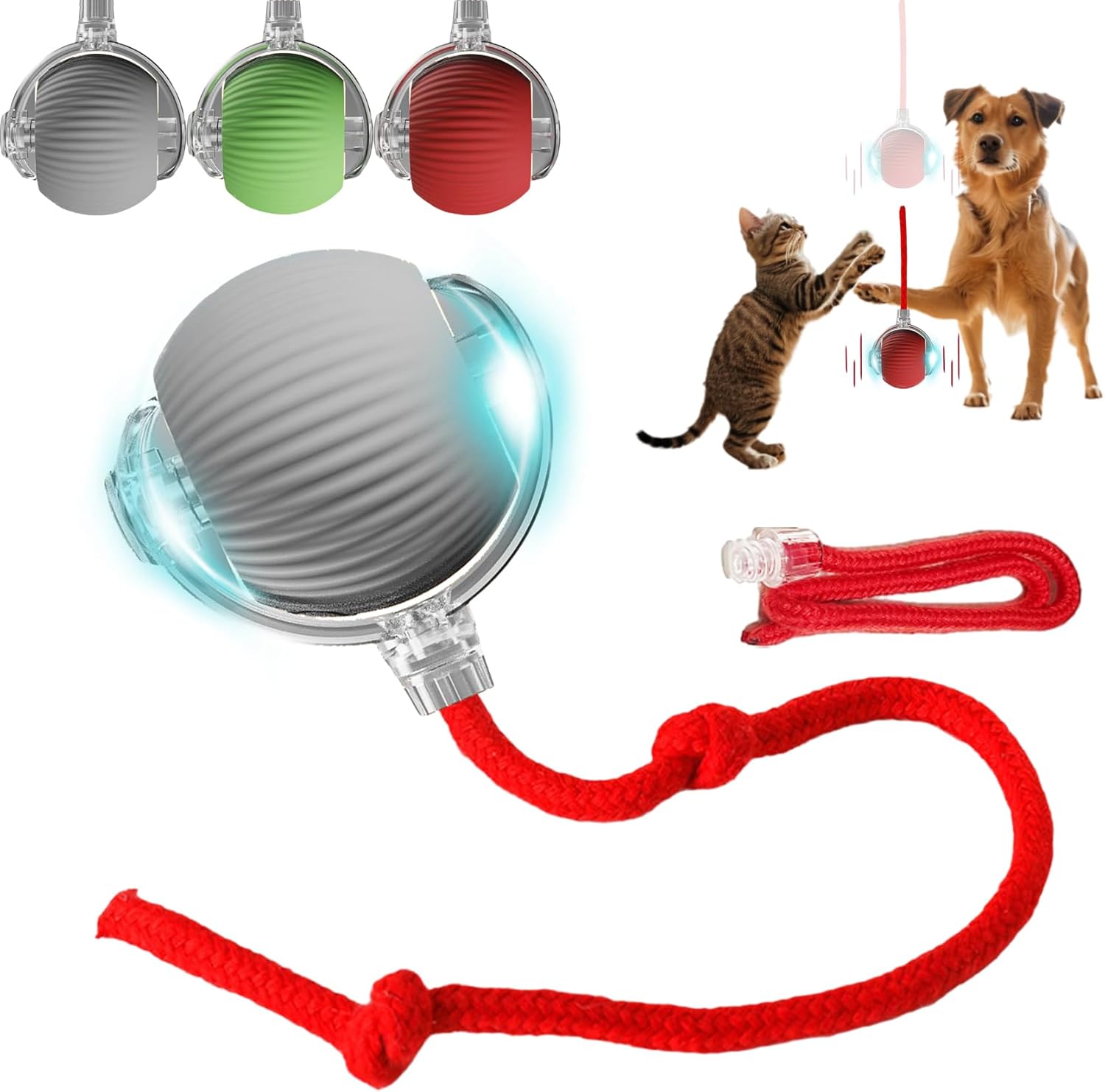 Interactive Dog Cat Toy Ball, Automatic Moving Bouncing Rolling, with Replacement Tail, Pet Smart Chase Ball Rechargeable, Enrichment Toys for Bored Indoor Adult Cats/Dogs